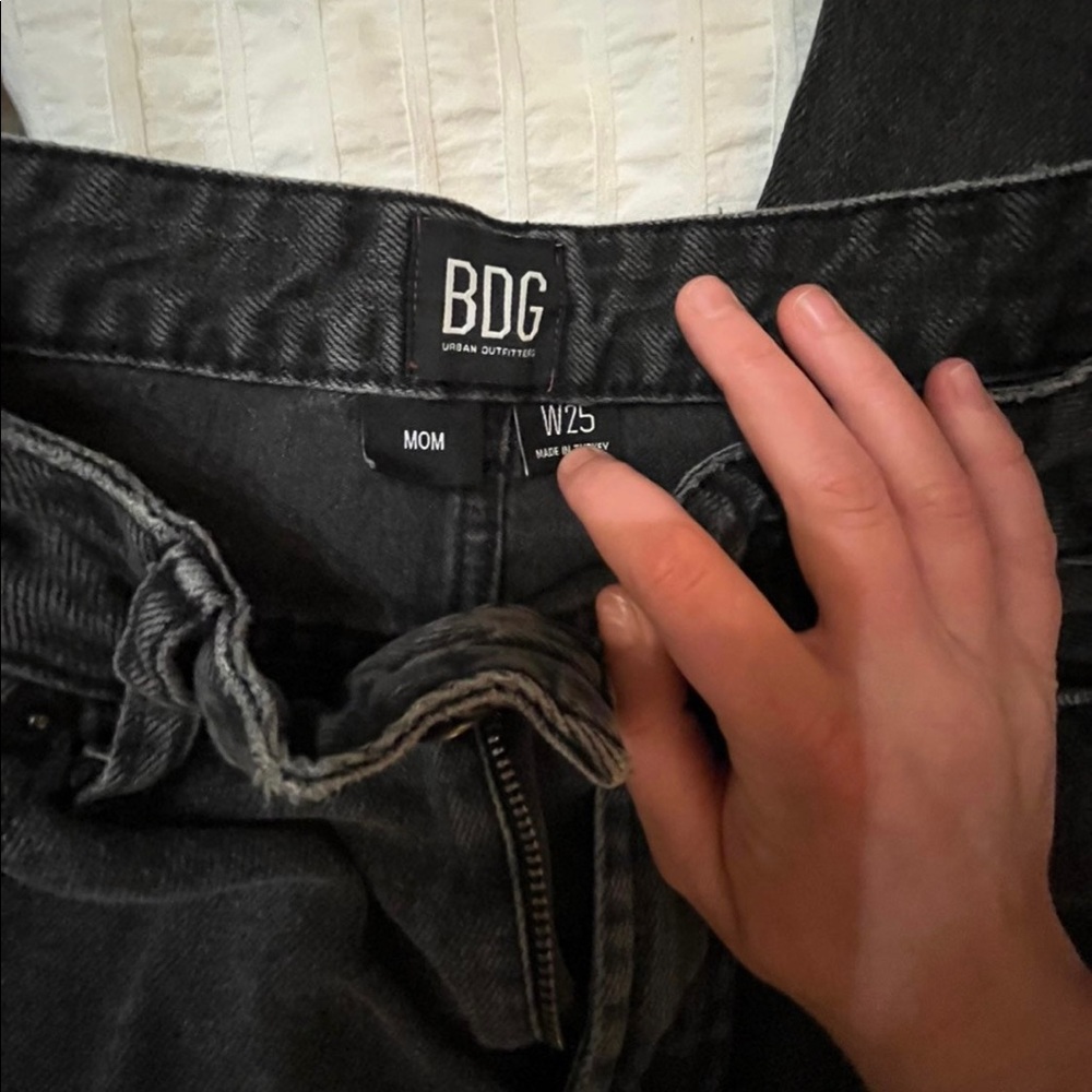 BDG Mom Jeans, distressed hem